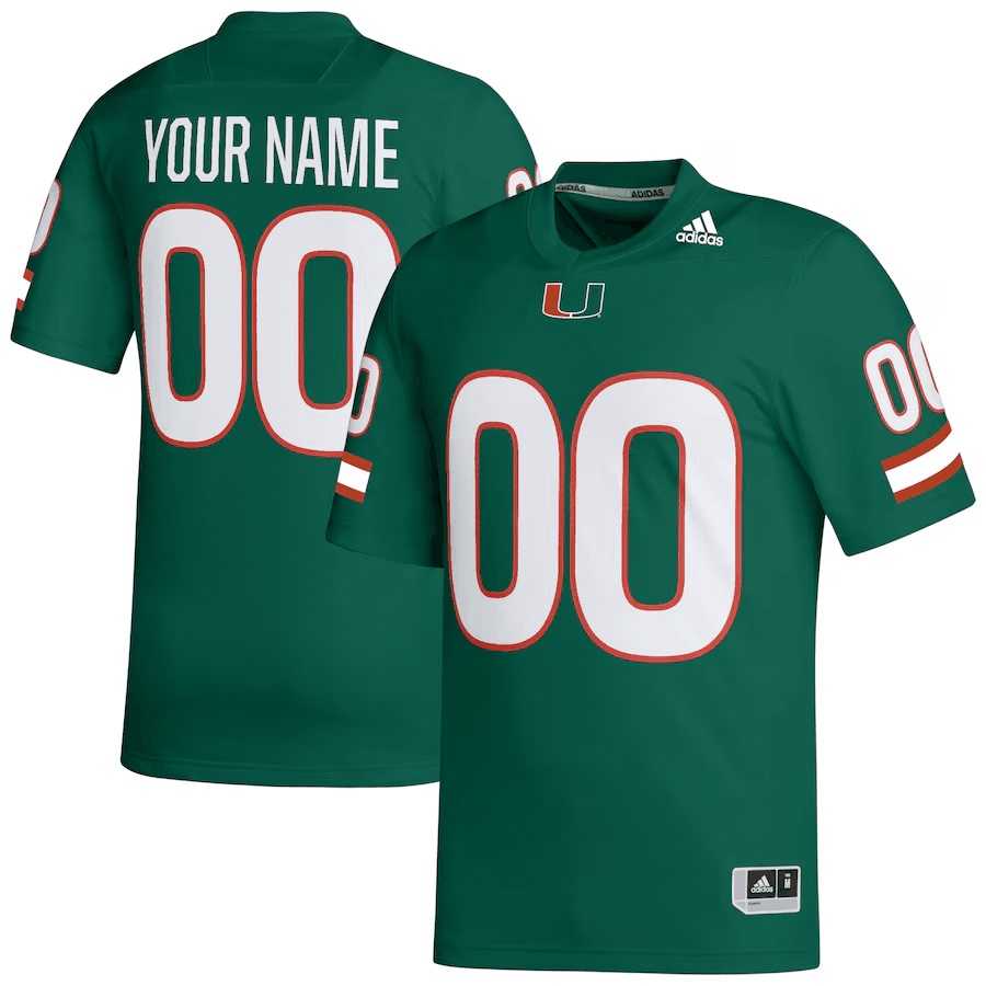 Mens Miami Hurricanes Customized Green Stitched Football Jersey